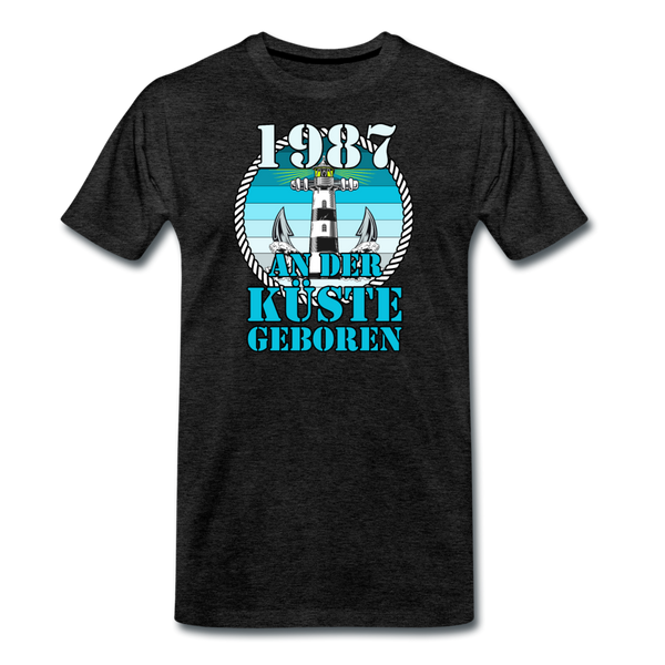 Männer Premium T-Shirt 1987 AN DER KÜSTE GEBOREN - Anthrazit