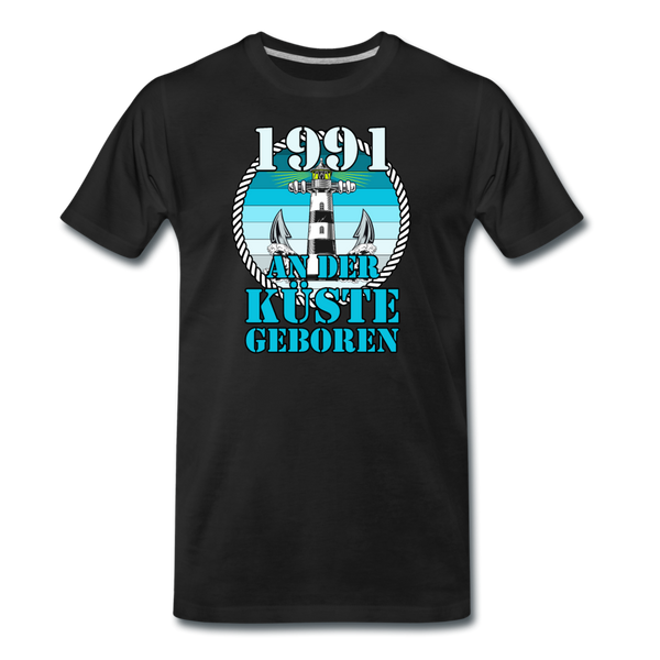 Männer Premium T-Shirt 1991 AN DER KÜSTE GEBOREN - Schwarz
