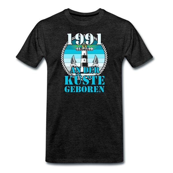 Männer Premium T-Shirt 1991 AN DER KÜSTE GEBOREN - Anthrazit