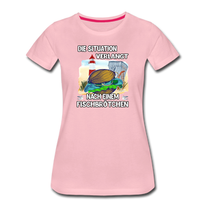 Damen Premium T-Shirt Die Situation verlangt nach einem Fischbrötchen | Norddeutscher Humor - Hellrosa