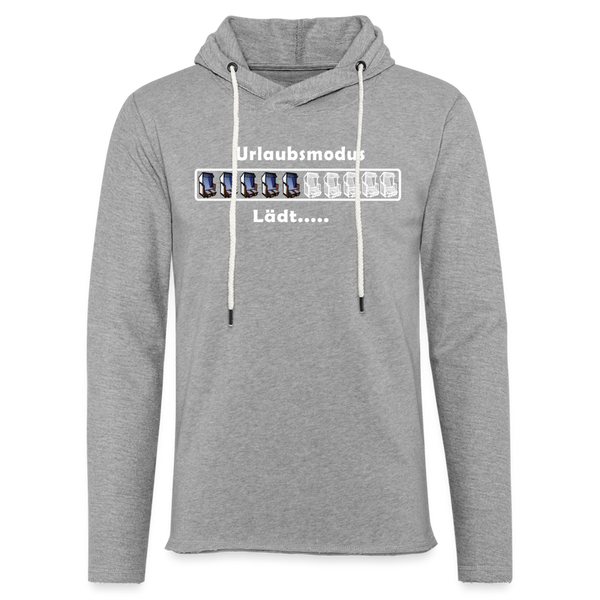 Leichtes Kapuzensweatshirt Unisex URLAUBSMODUS LÄDT | Norddeutscher Humor - Grau meliert