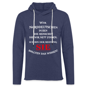 Leichtes Kapuzensweatshirt Unisex DUZEN NORDDEUTSCH | Norddeutscher Humor - Navy meliert