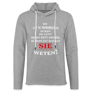 Leichtes Kapuzensweatshirt Unisex DUZEN PLATTDEUTSCH | Norddeutscher Humor - Grau meliert