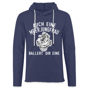 Leichtes Kapuzensweatshirt Unisex MEERJUNGFRAU | Norddeutscher Humor - Navy meliert