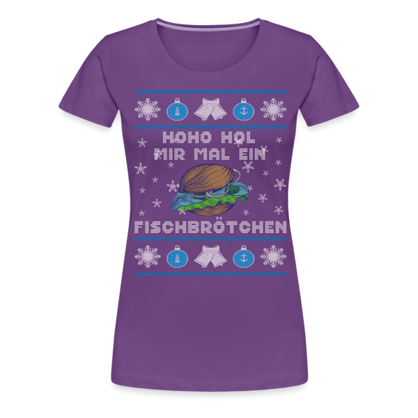 Damen Premium T-Shirt HOHO HOL MIR MAL EIN FISCHBRÖTCHEN | Norddeutscher Humor - Lila