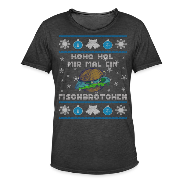 Herren Vintage T-Shirt HOHO HOL MIR MAL EIN FISCHBRÖTCHEN | Norddeutscher Humor - Vintage Schwarz