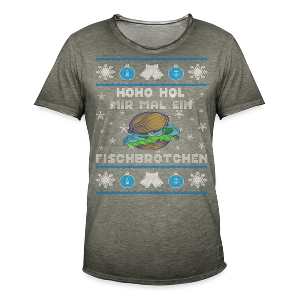 Herren Vintage T-Shirt HOHO HOL MIR MAL EIN FISCHBRÖTCHEN | Norddeutscher Humor - Vintage Khaki